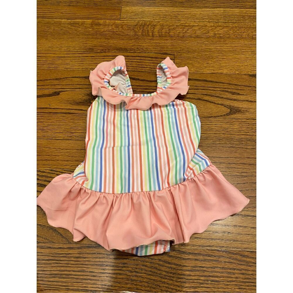 Shrimp and Grits Serendipity Striped Ruffle Swimsuit XS